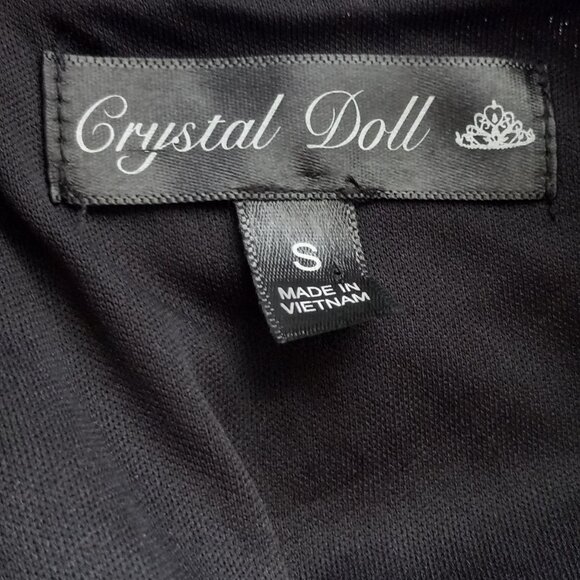 Glamorous Crystal Doll Black Sequin Mini Dress with Feather-Trim Sleeves Sz S - Picture 8 of 9